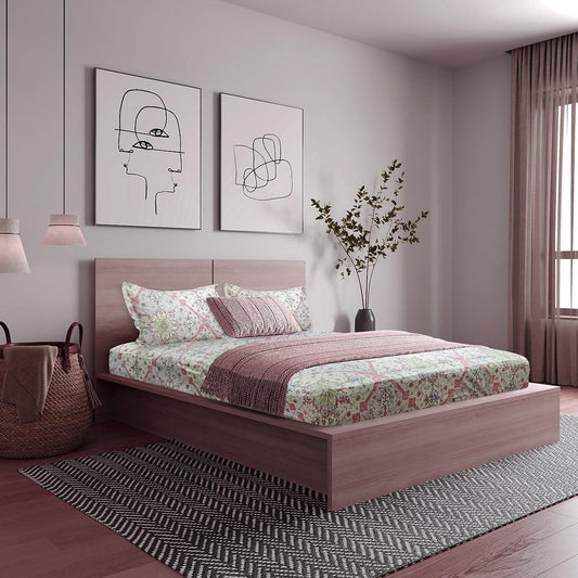 ador Printed King Bedsheet with 2 Pillow Covers 100% Pure Cotton - enera