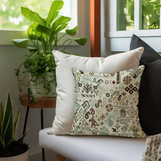 Enera SRM KILI 401 Print Cream Color 12x12 Inch Cushion Cover - enera