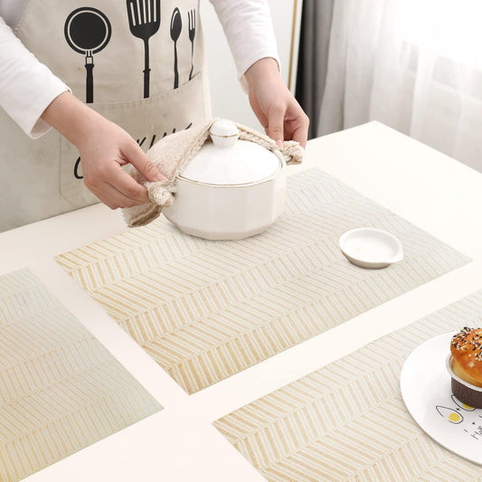 enera Basketweave Dining & Side Table Mat – 30cm x 45 cm, Pack of 6 - enera