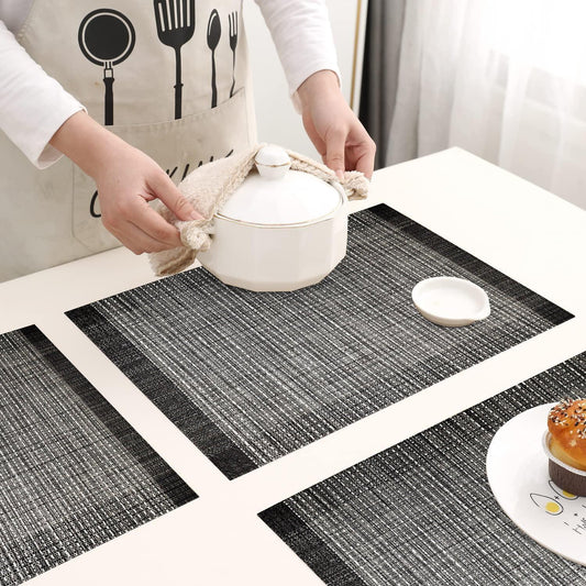 enera Basketweave Dining & Side Table Mat – 30cm x 45 cm, Pack of 6 - enera