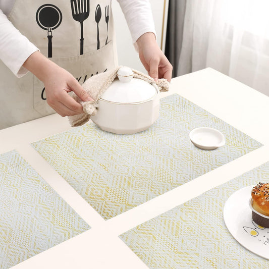 enera Basketweave Dining & Side Table Mat – 30cm x 45 cm, Pack of 6 - enera