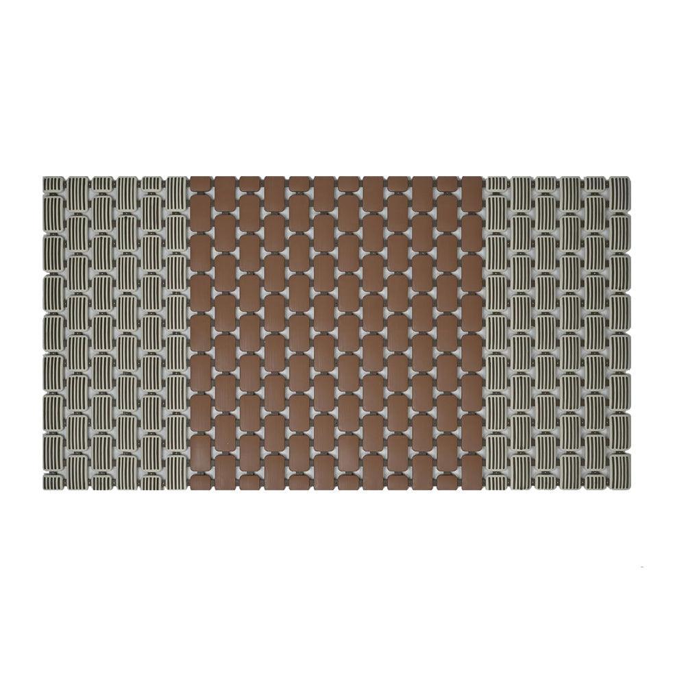 Enera PVC Shower Mat Mosaic Brown Color Non-Slip Bathtub Mat - enera