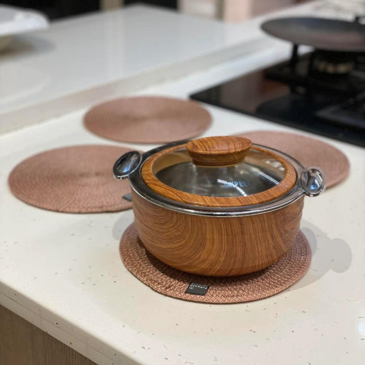 Saprose Crafted Round Dining & Side Table Mat – 20cm, Pack of 4 - enera