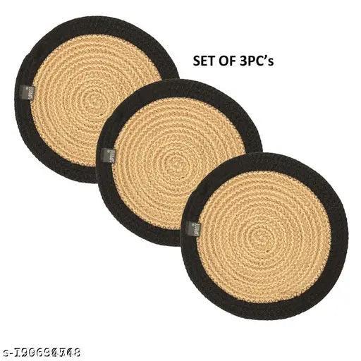 Saprose Crafted Round Dining & Side Table Mat – 23cm, Pack of 3 - enera