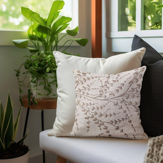 Enera SRM SAMA B204 Embroidery Light Cream Color 12x12 Inch Cushion Cover - enera