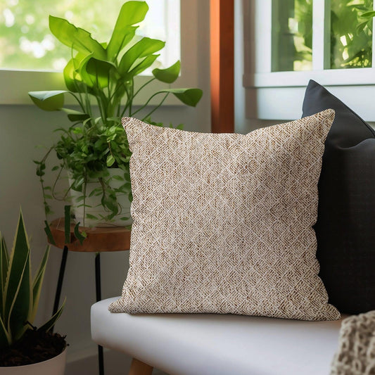 Enera DDR GEO ABS11 SR NO 1163 Embroidery Beige 16x16 Inch Cushion Cover - enera