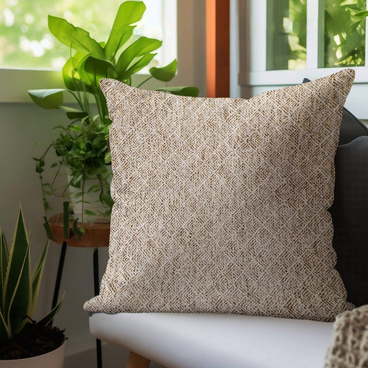 Enera DDR GEO ABS11 SR NO 1163 Embroidery Beige Color 18x18 Inch Cushion Cover - enera