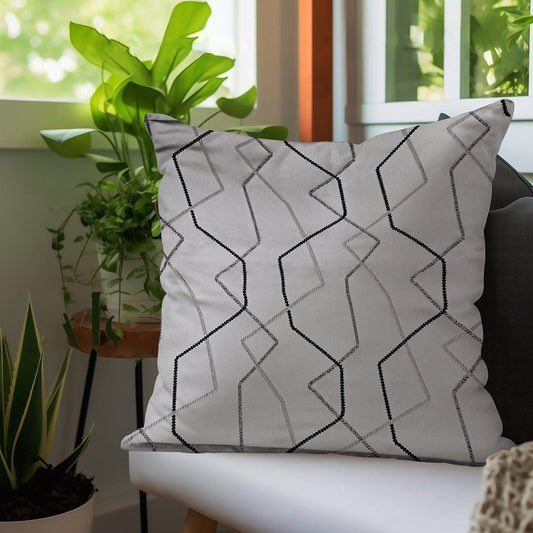 Enera DDR LINE & TEX SR NO JD104 Embroidery Light Coffee Color 18x18 Inch Cushion Cover - enera