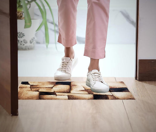 Natura Life Small Doormat 45x75 cm | Anti-Slip Rubber Backing Floormat For All Season - enera