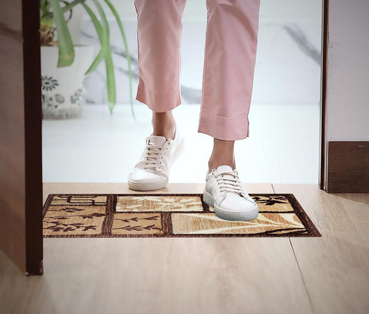 Natura Life Small Doormat 45x75 cm | Anti-Slip Rubber Backing Floormat For All Season - enera