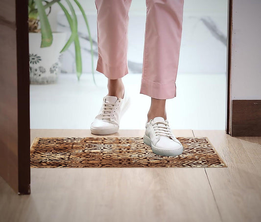 Natura Life Small Doormat 45x75 cm | Anti-Slip Rubber Backing Floormat For All Season - enera