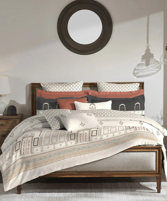 my Trident Printed King Bedsheet with 2 Pillow Covers 100% Pure Cotton - enera