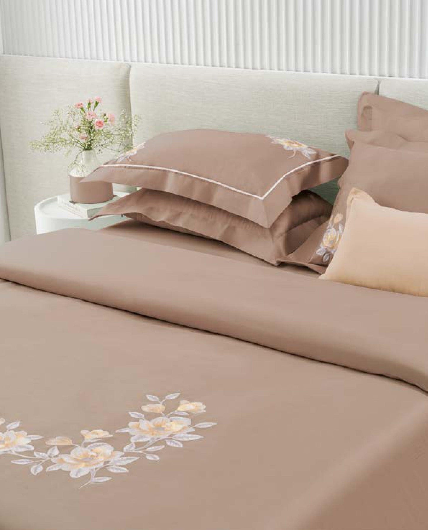 D'Decor Urban Timeless Collection Florence Cookie Dough Color Plain King Size double Bedsheet with 2 pillow covers - enera