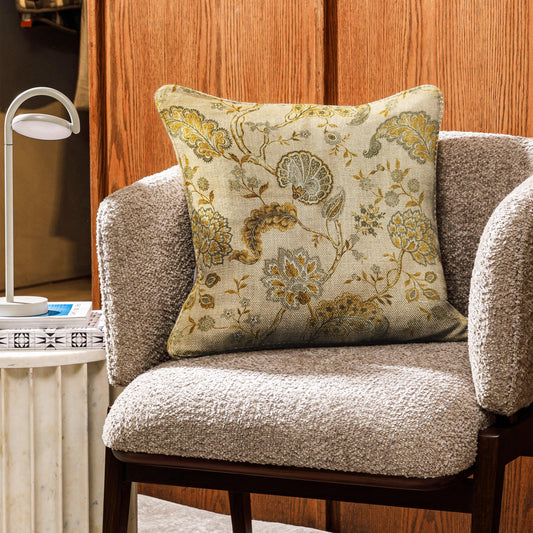 Enera NUH Her Dan Sr No.1009 Dark Cream Color 16x16 Inch Cushion Cover - enera