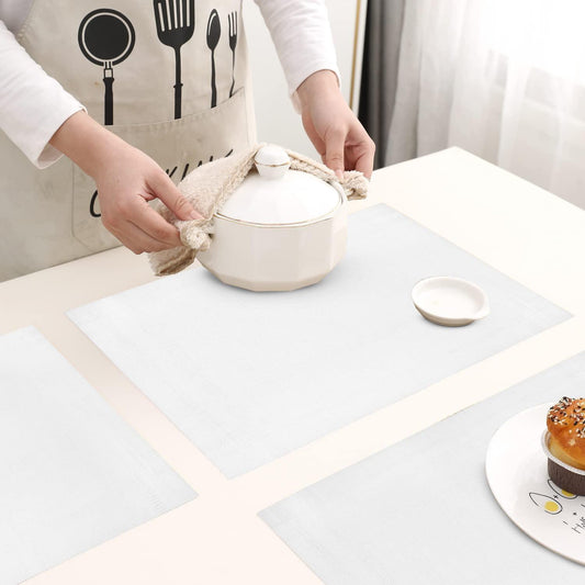 enera SNFAB Cotton Linen Dining & Side Table Mat – 30cm x 45 cm, Pack of 6 - enera