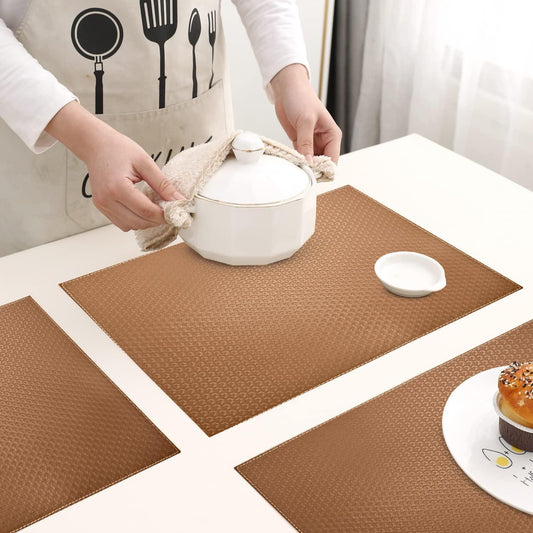 enera Leather Dining & Side Table Mat – 30cm x 45 cm, Pack of 6 - enera