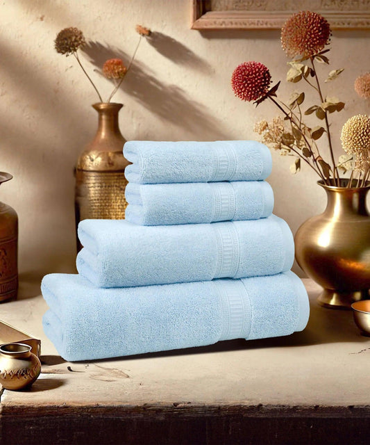 my Trident Bath Towel 4 Pcs Set 100% Cotton, Soft & Ultra Absorbent - enera