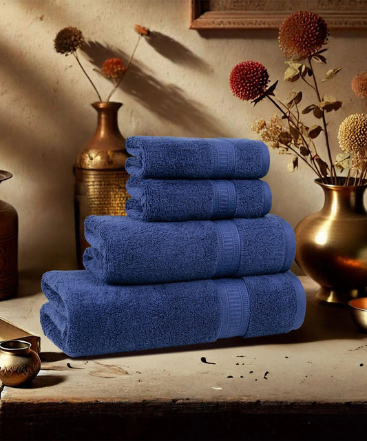 my Trident Bath Towel 4 Pcs Set 100% Cotton, Soft & Ultra Absorbent - enera