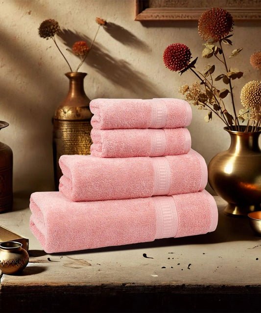 my Trident Bath Towel 4 Pcs Set 100% Cotton, Soft & Ultra Absorbent - enera
