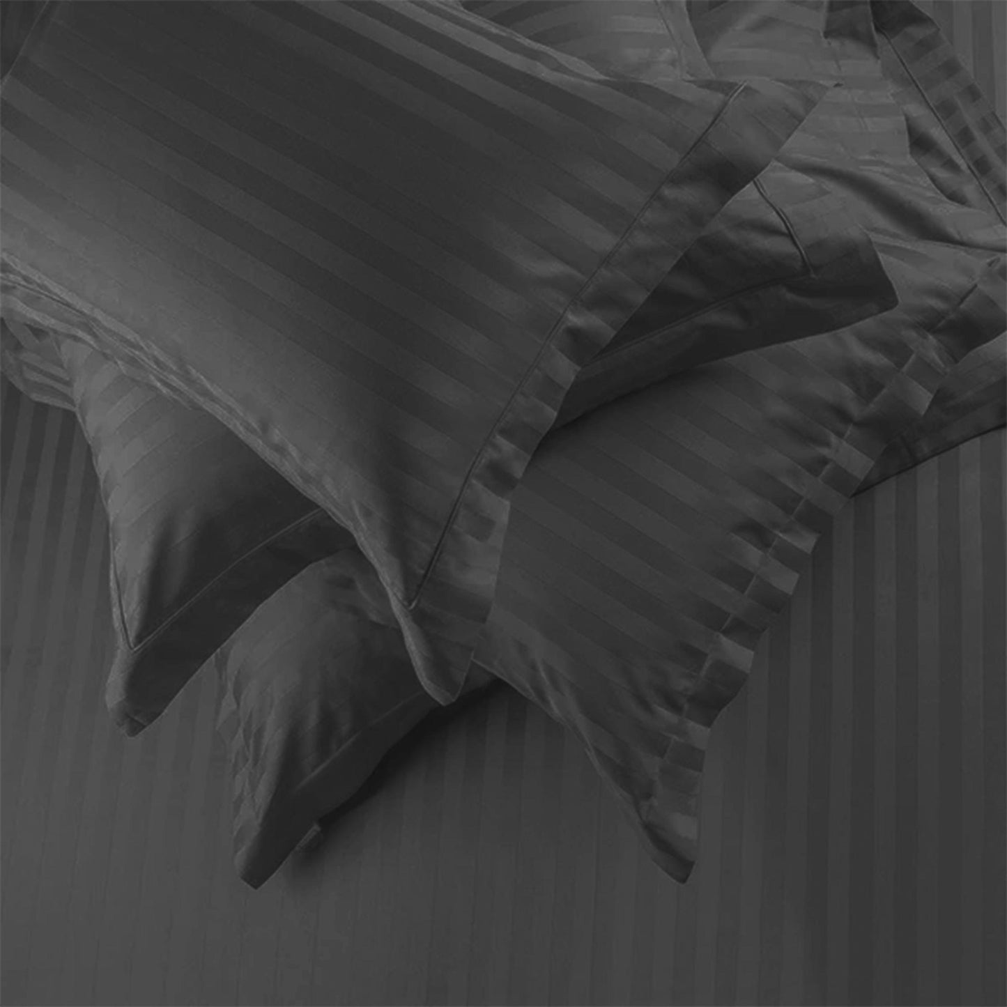 Enera Horizon Satin Stripe Shadow Grey color King Size double Bedsheet with 2 pillow covers - enera