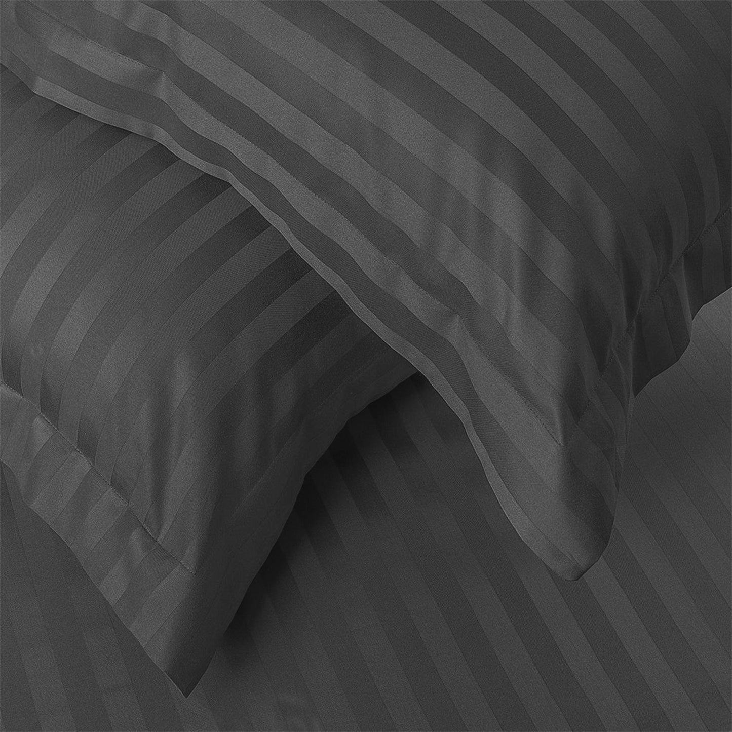 Enera Horizon Satin Stripe Shadow Grey color King Size double Bedsheet with 2 pillow covers - enera