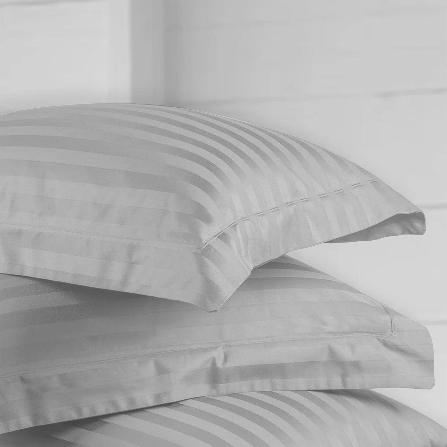 Enera Horizon Satin Stripe Obsidian Grey Color King Size double Bedsheet with 2 pillow covers - enera