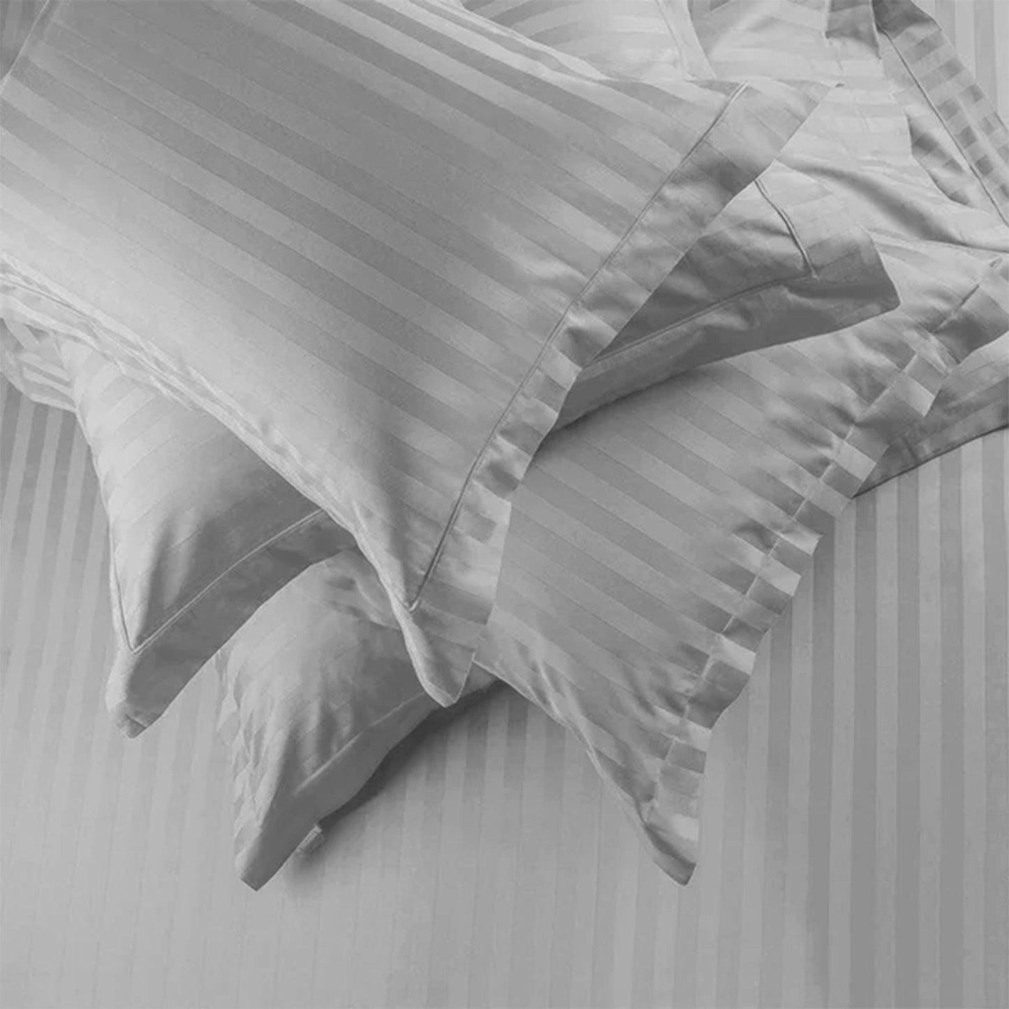 Enera Horizon Satin Stripe Obsidian Grey Color King Size double Bedsheet with 2 pillow covers - enera