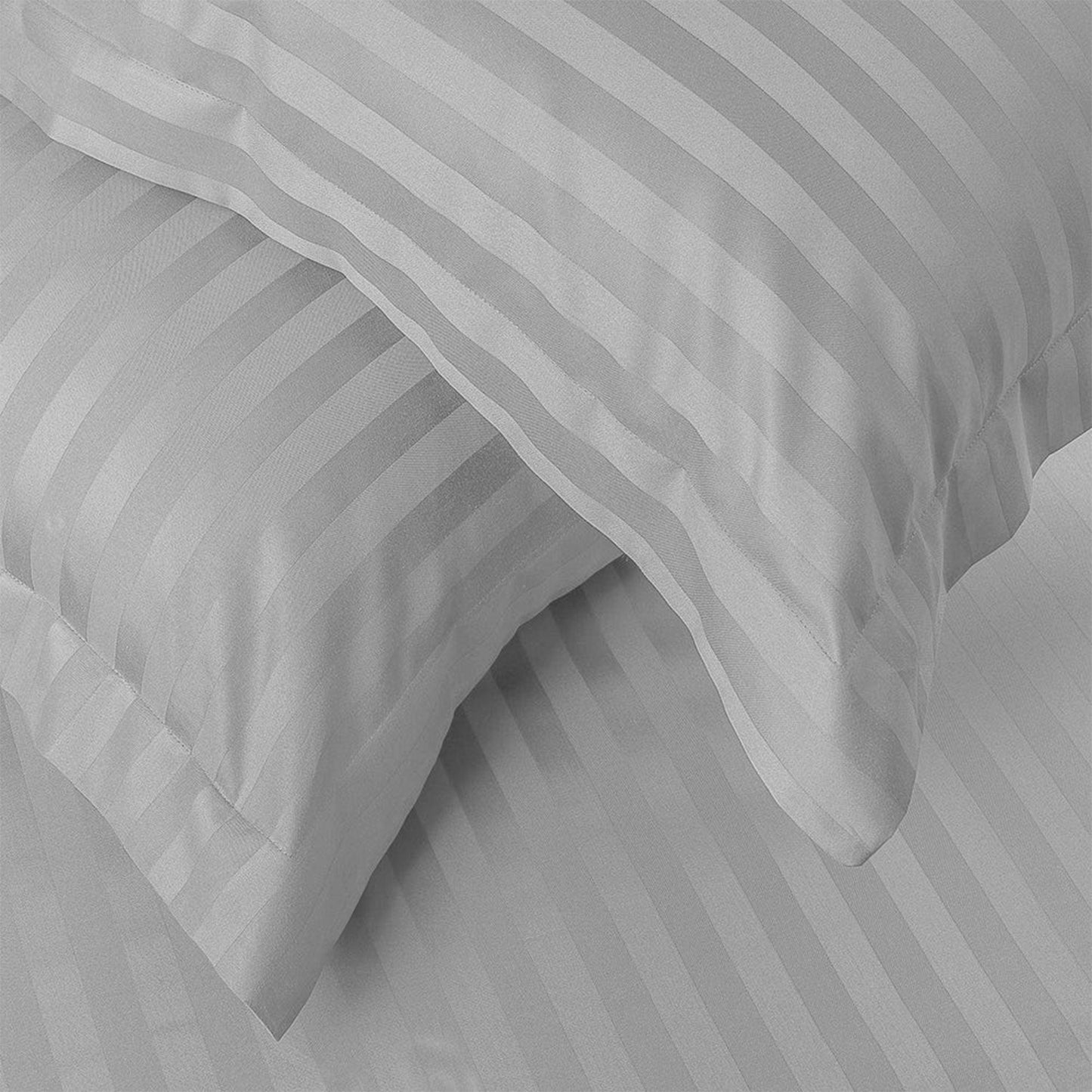 Enera Horizon Satin Stripe Obsidian Grey Color King Size double Bedsheet with 2 pillow covers - enera