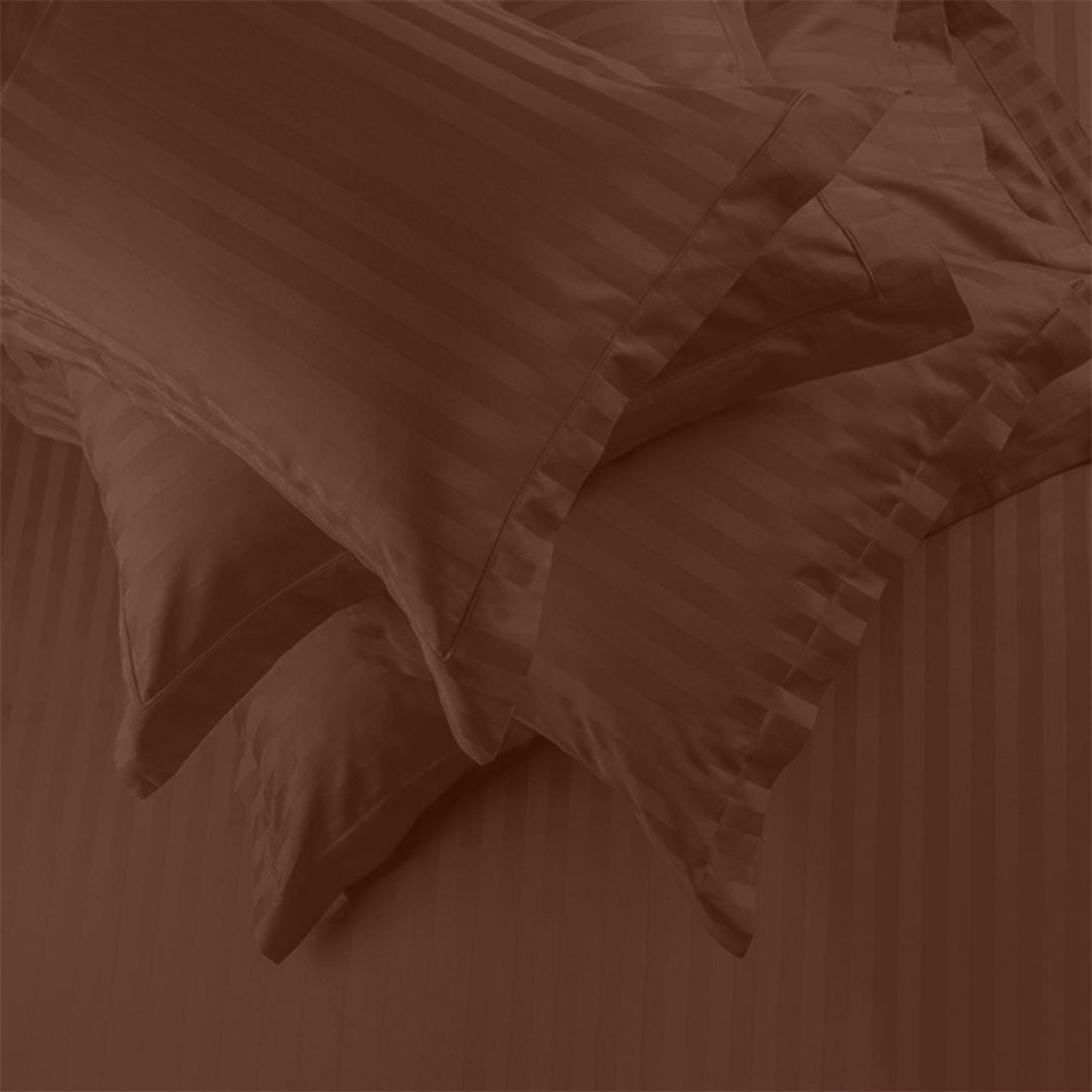 Enera Horizon Satin Stripe Mocha Earth Color King Size double Bedsheet with 2 pillow covers - enera