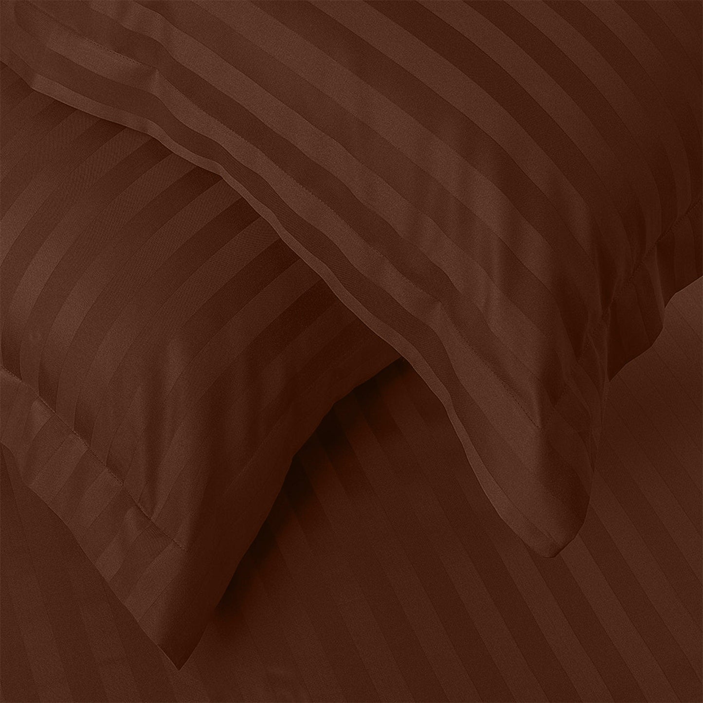 Enera Horizon Satin Stripe Mocha Earth Color King Size double Bedsheet with 2 pillow covers - enera
