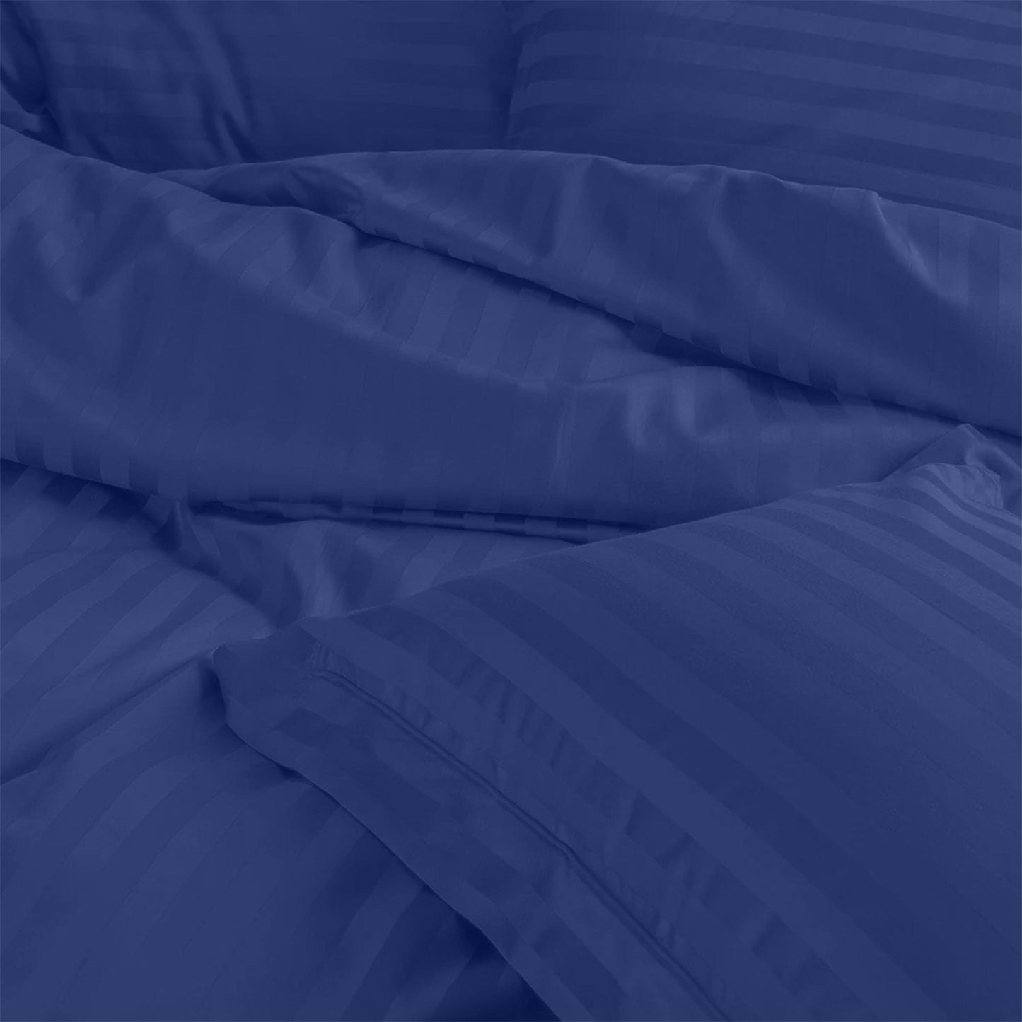 Enera Horizon Satin Stripe Indigo Blue color King Size double Bedsheet with 2 pillow covers - enera