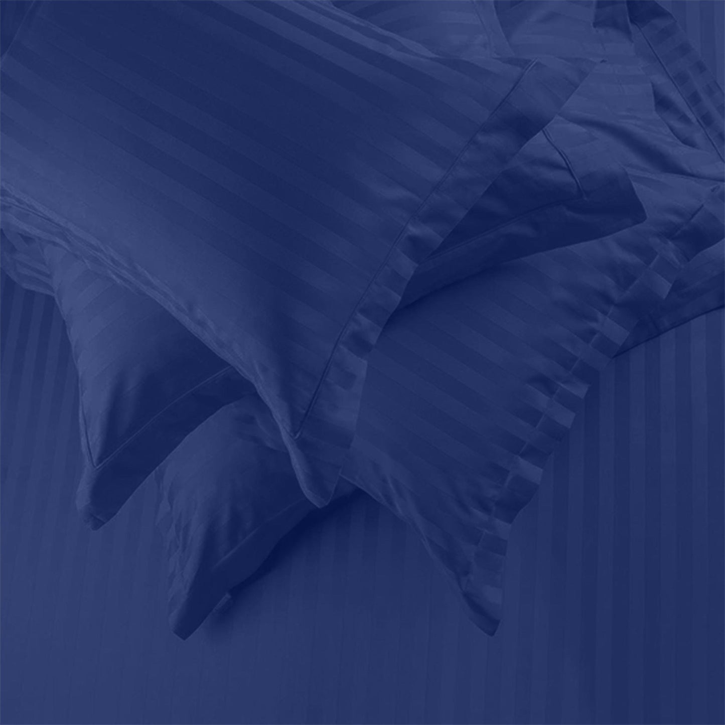 Enera Horizon Satin Stripe Indigo Blue color King Size double Bedsheet with 2 pillow covers - enera