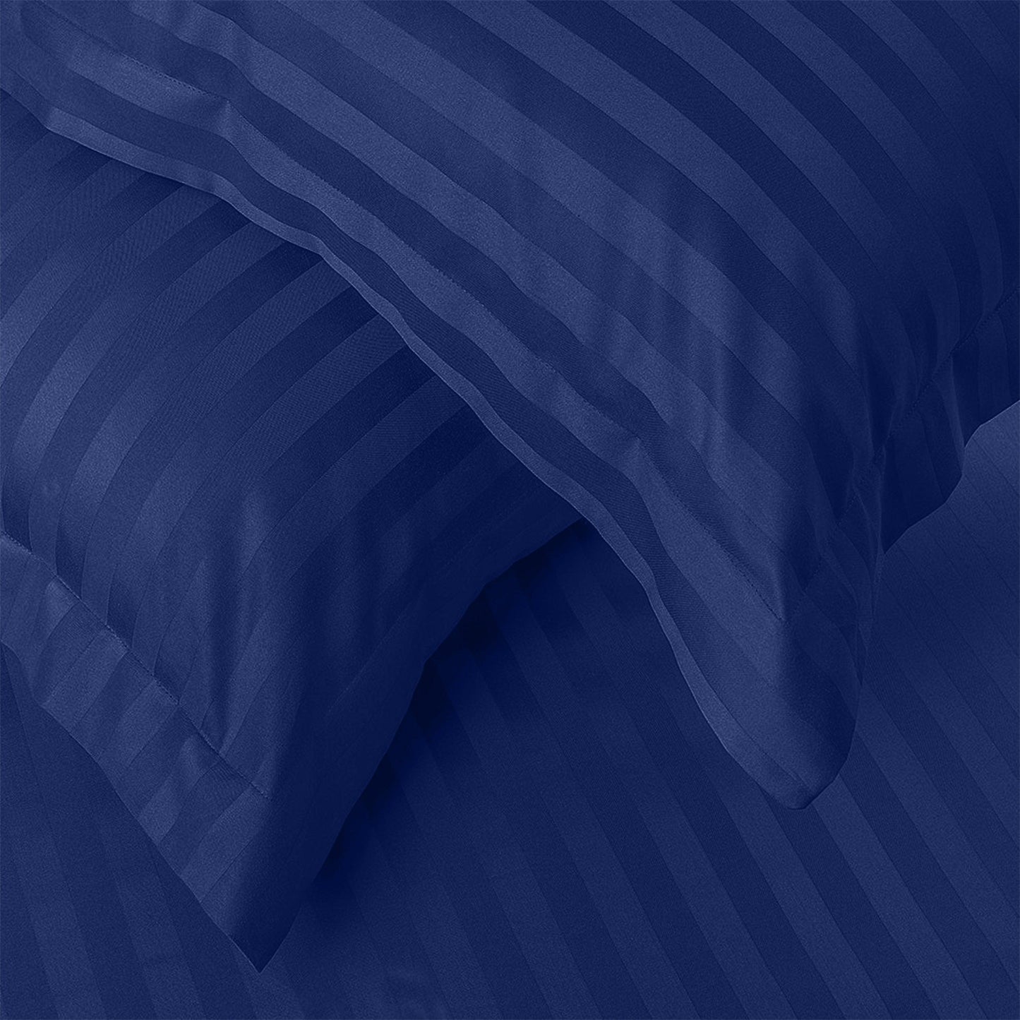 Enera Horizon Satin Stripe Indigo Blue color King Size double Bedsheet with 2 pillow covers - enera
