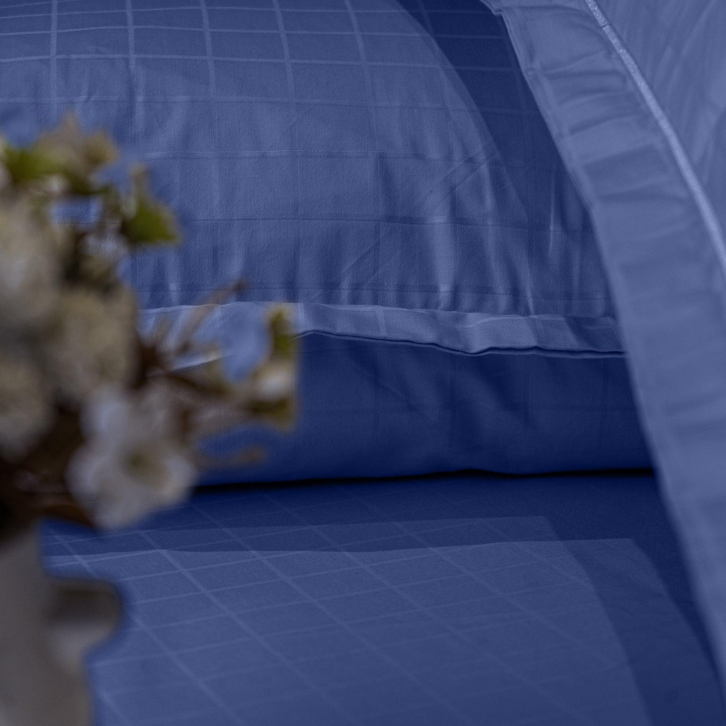Enera Jacquard Matrix Collection Slate Blue Color King Size Bedsheet - enera