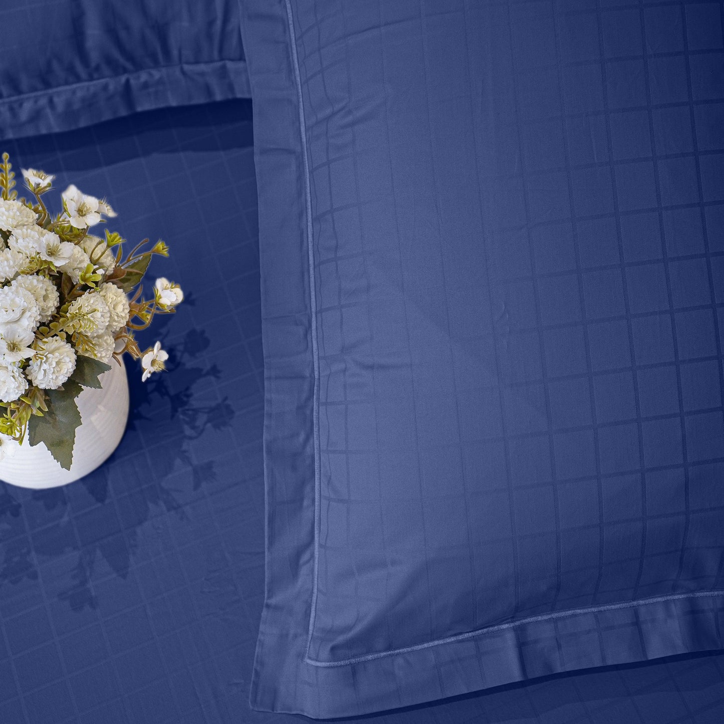 Enera Jacquard Matrix Collection Slate Blue Color King Size Bedsheet - enera