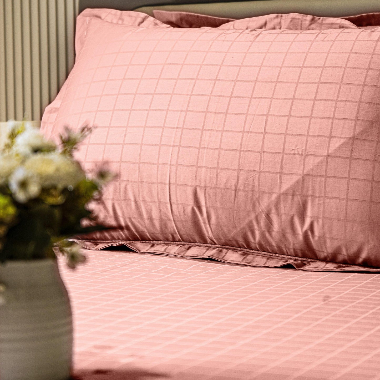 Enera Jacquard Matrix Collection Pale Rose Color King Size Bedsheet - enera