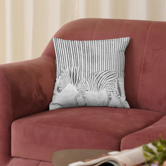 Enera Marc Ne Zebra Black Color 16x16 Inch Cushion Cover - enera