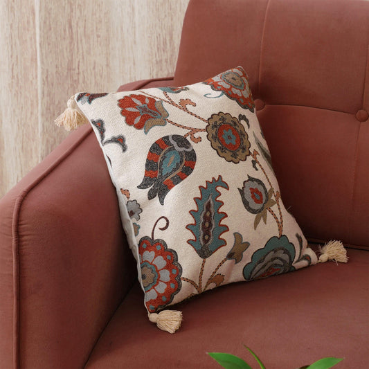 Enera Marc Jaipuriya Red & Ivory Color 16x16 Inch Cushion Cover - enera