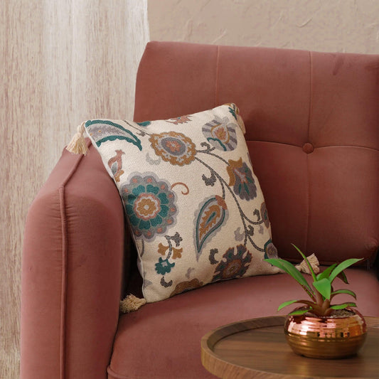 Enera Marc Jaipuriya Green & Ivory Color 16x16 Inch Cushion Cover - enera