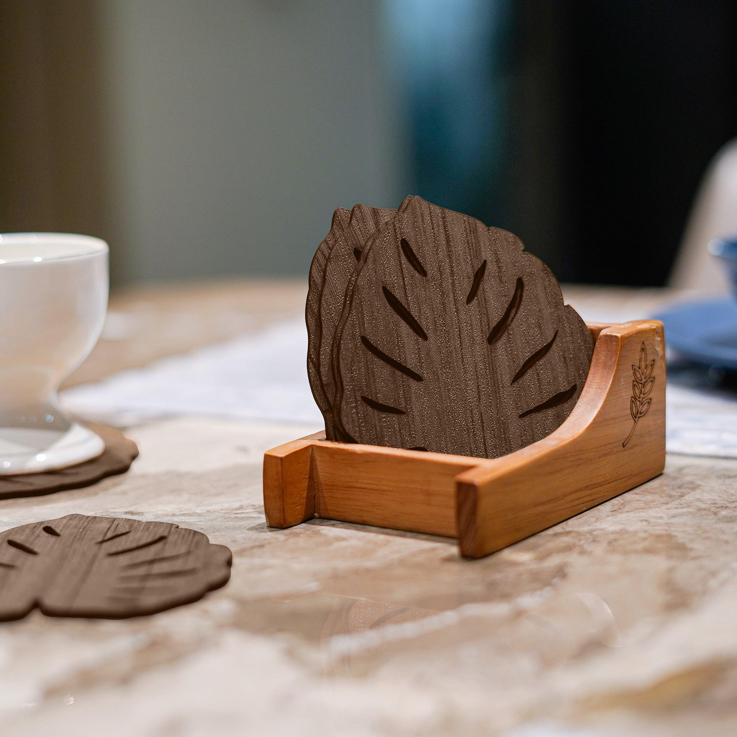 Enera Marc Leaf Wooden Coaster - enera