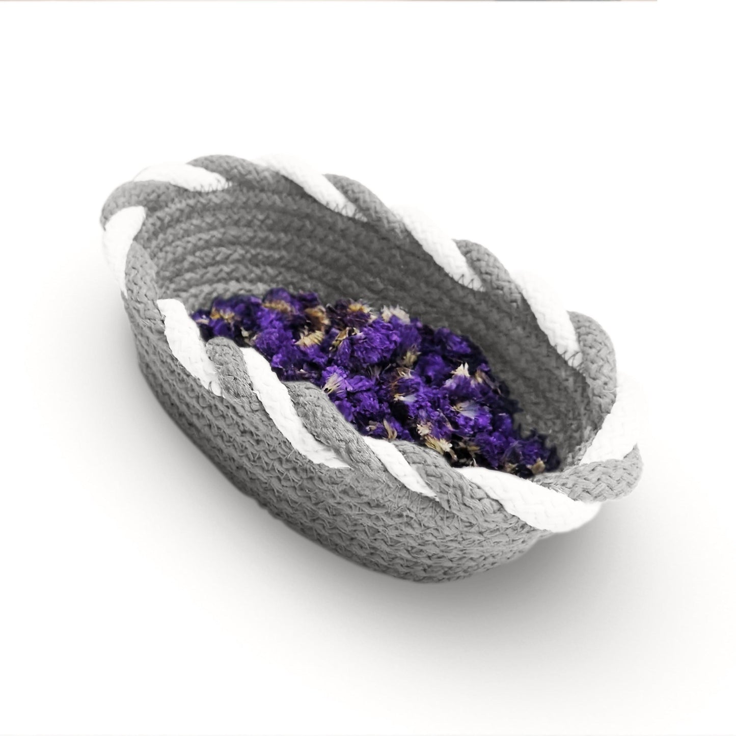 Saprose Knit Craft Multi Purpose Boat Basket Silver Color - enera