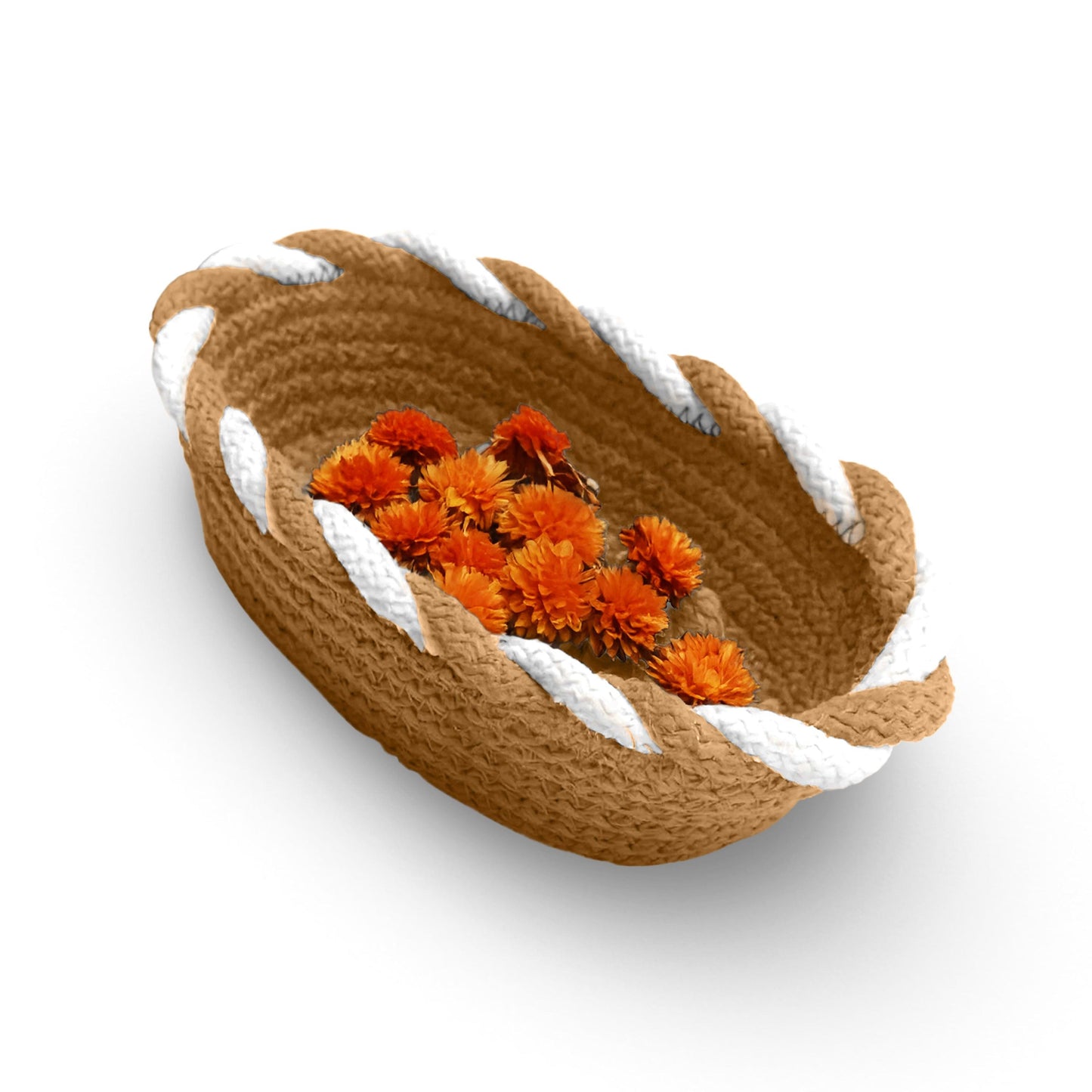 Saprose Knit Craft Multi Purpose Golden Color Boat Basket