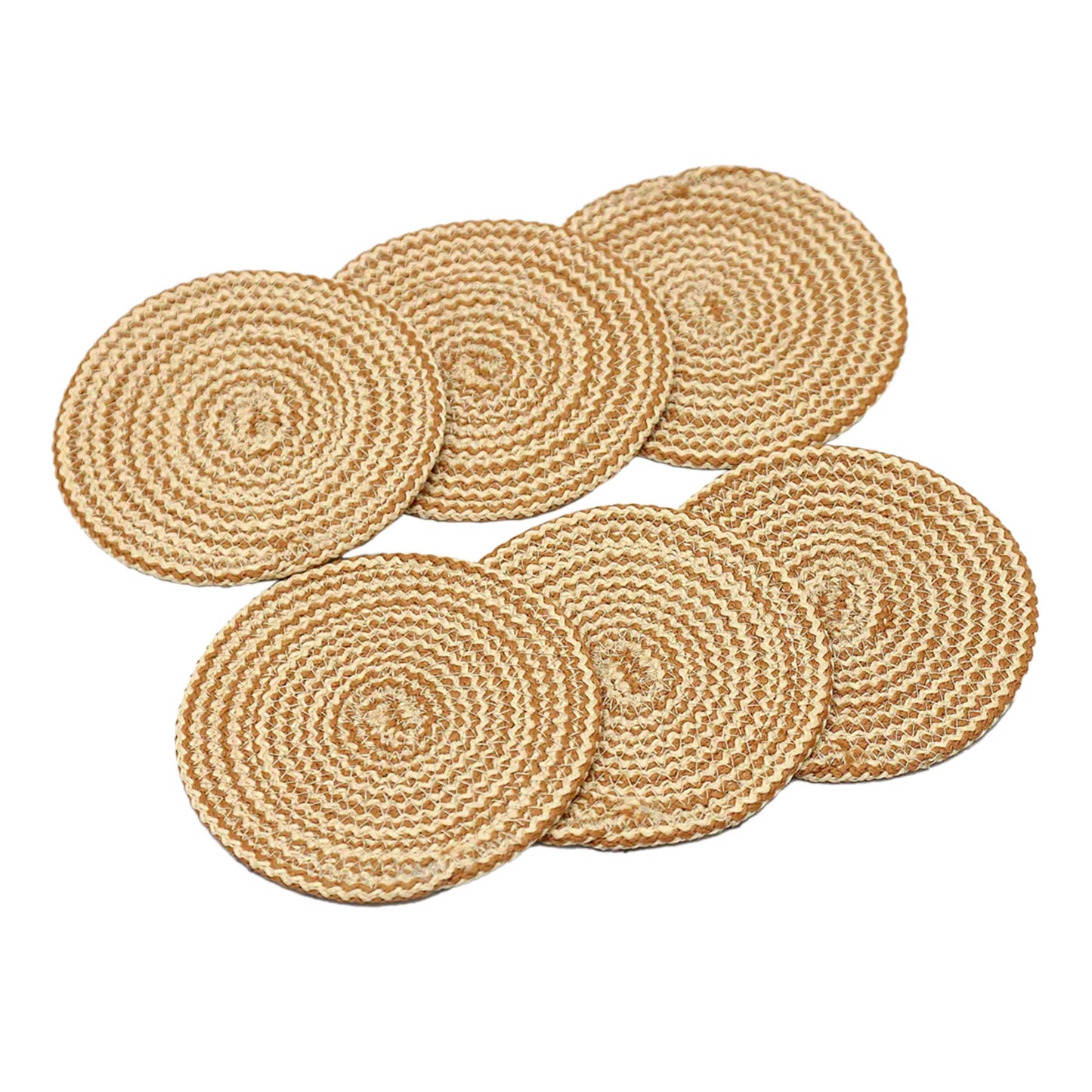 Enera Craft Beige Color 12cm Round Coaster (6 pcs set)