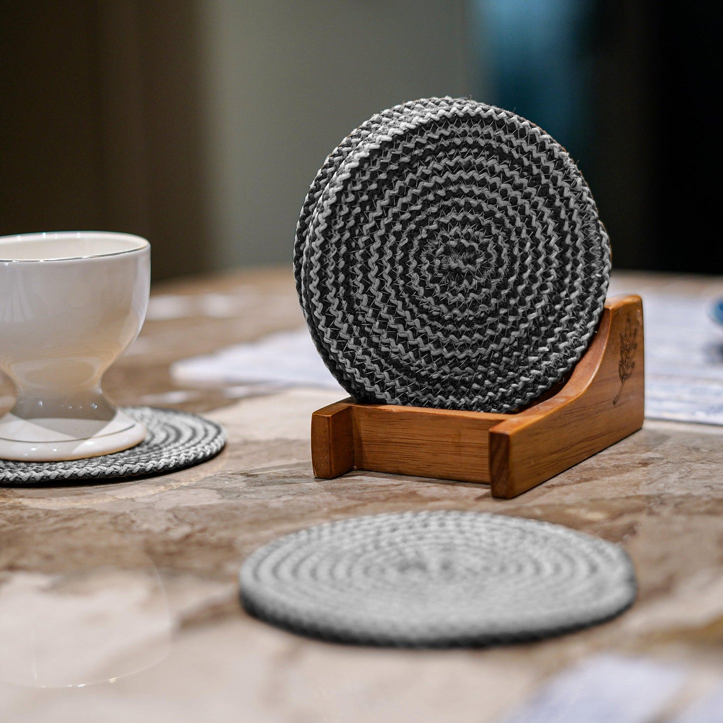 Enera Craft Grey Color 12cm Round Coaster (6 pcs set)