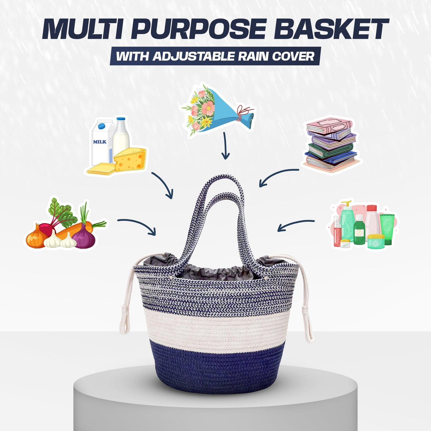 Saprose Tote Basket Blue Color - enera
