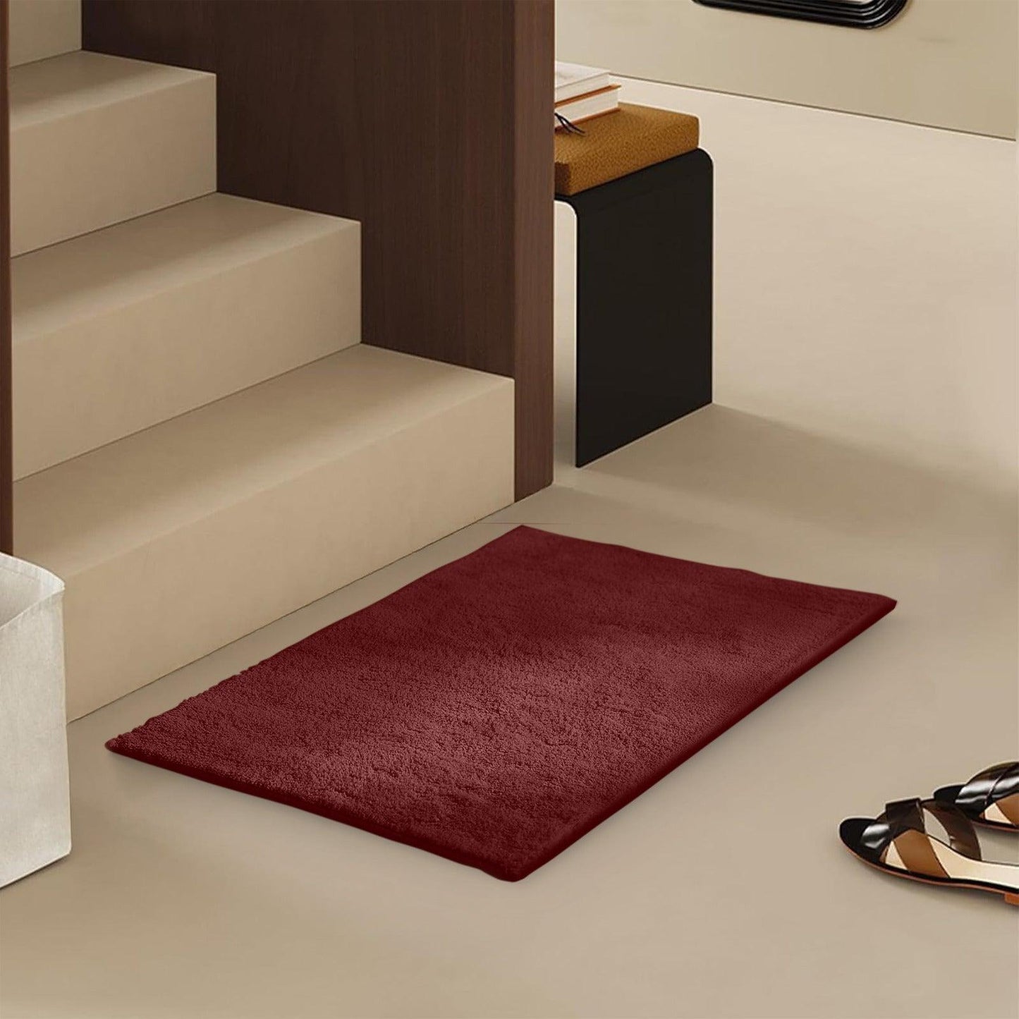 Enera Stello Collection Ruby Maroon Color 33x48cm Mini Bath Mat - enera