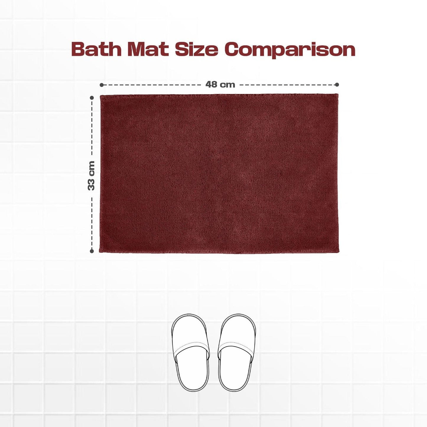 Enera Stello Collection Ruby Maroon Color 33x48cm Mini Bath Mat - enera