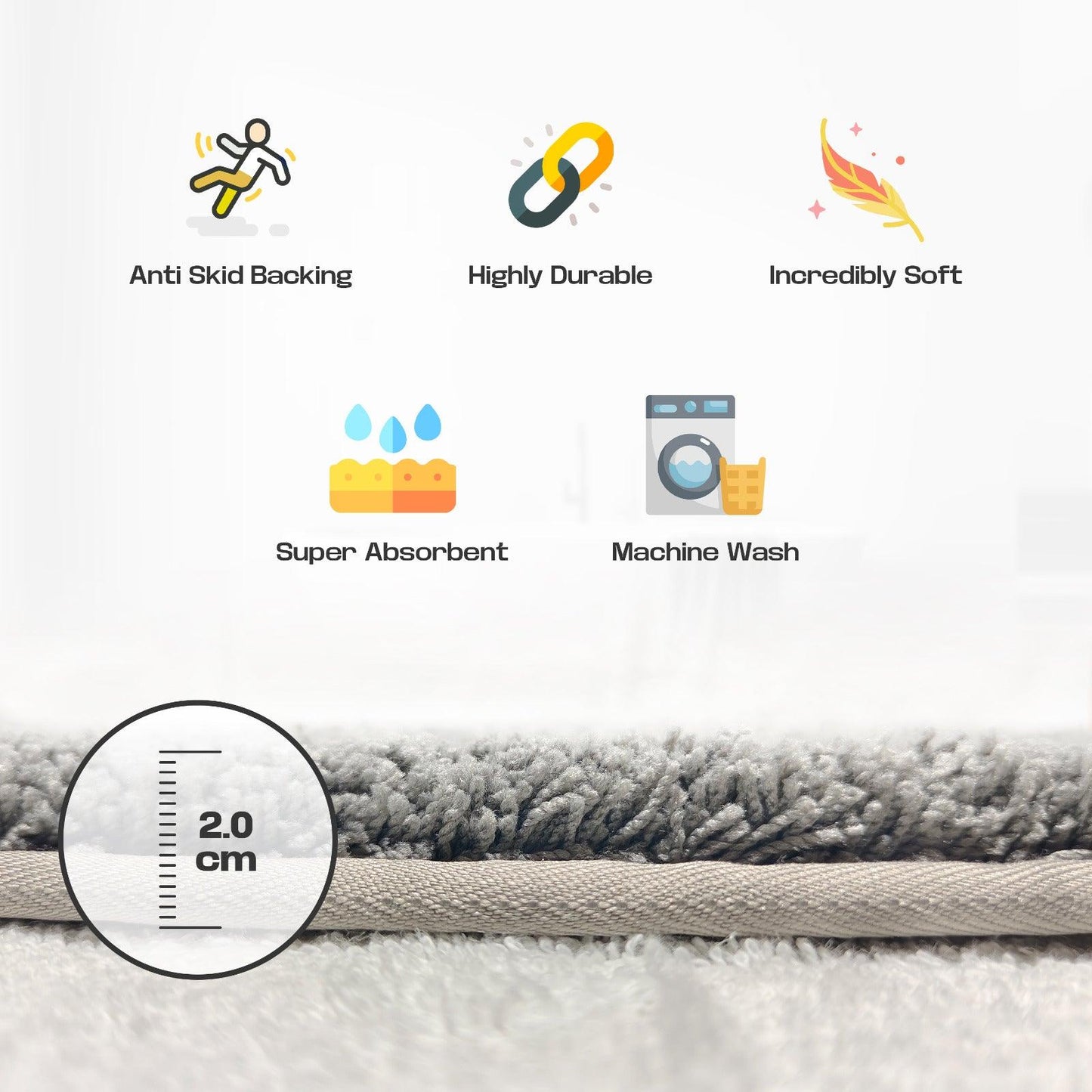 Enera Stello Collection Smoke Grey Color 33x48cm Mini Bath Mat - enera