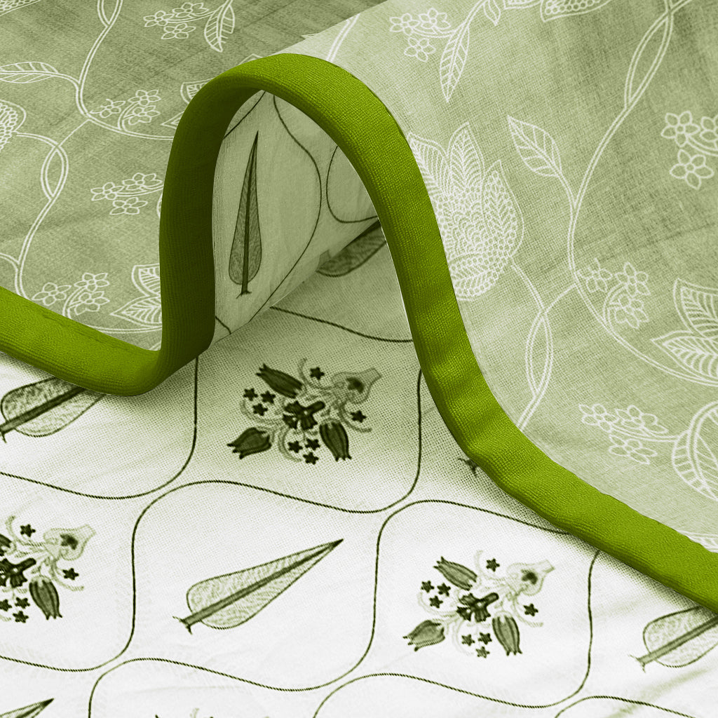 Enera Crimson Collection Sage Green Color Printed Single Bed Dohar - enera