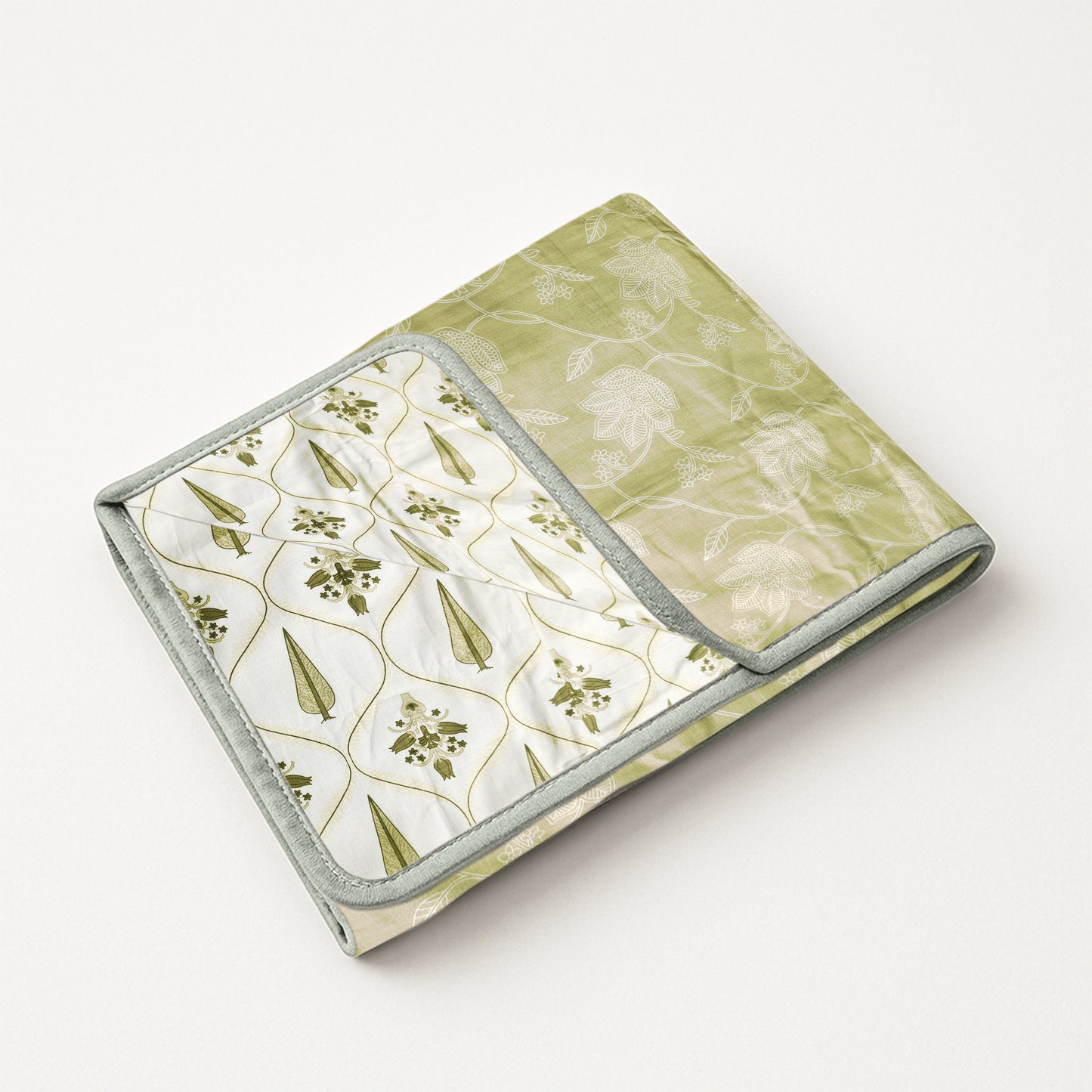 Enera Crimson Collection Sage Green Color Printed Single Bed Dohar - enera